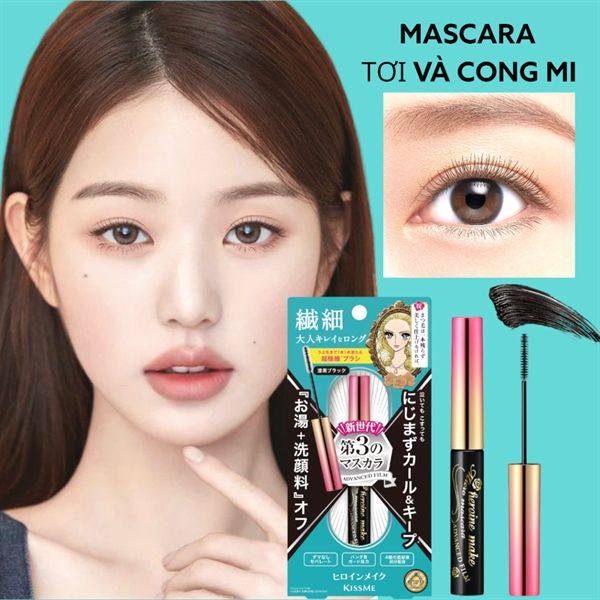 Mascara Dạng Màng Film Nâng Cao Kissme Heroine Make Siêu Chống Trôi Chải Tơi Và Làm Dài Mi - Màu Đen Tuyền #01