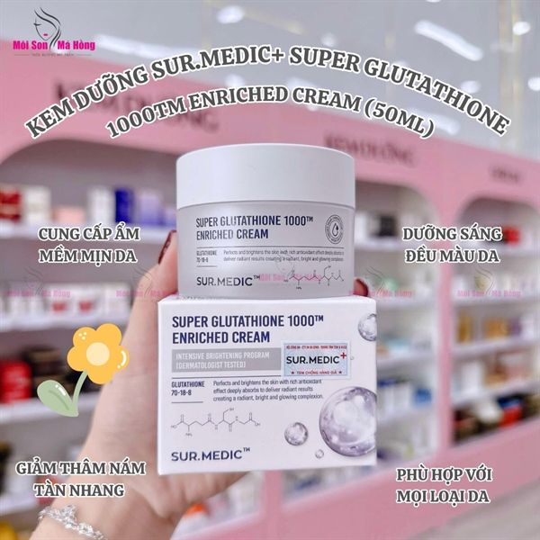glutathione kem dưỡng Sur.Medic+ Super 1000TM Enriched Cream 50ml Lipo-B MIC-B Jacksonville -