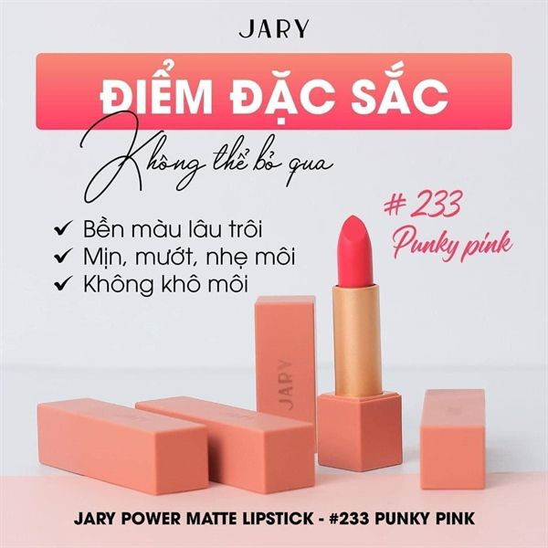 SON THỎI LÌ CAO CẤP JARY POWER MATTE LIPSTICK - MÀU 233 - HỒNG ĐỎ