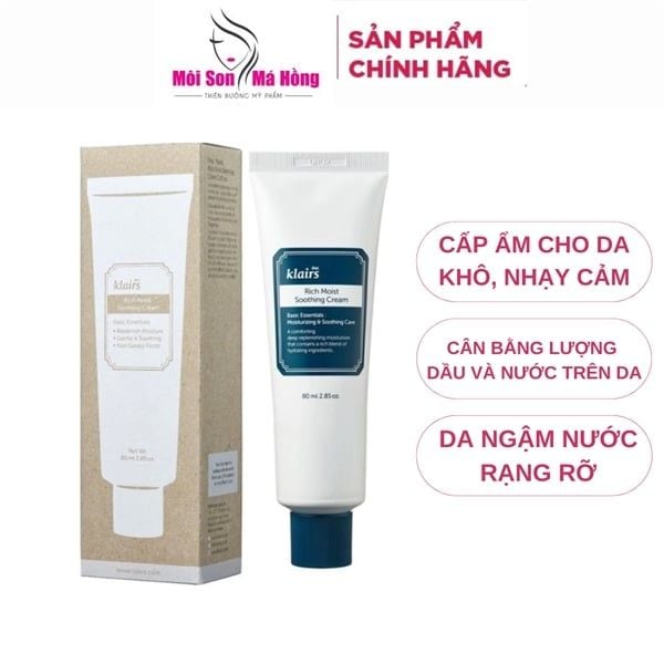 Kem Dưỡng Ẩm Klairs Cho Da Khô, Nhạy Cảm 80ml Rich Moist Soothing Cream
