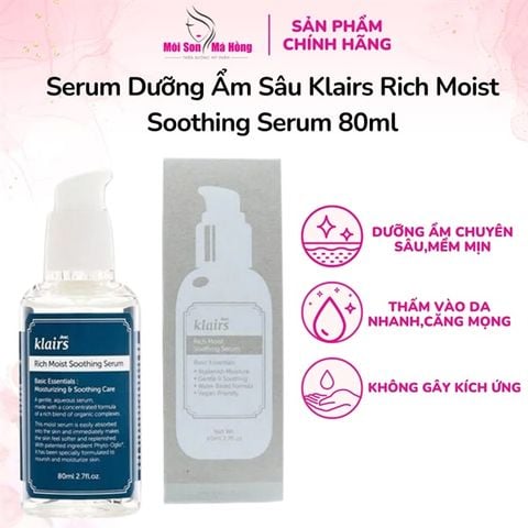 (CÔNG TY)Serum Klairs Cấp Ẩm Cho Da Khô, Nhạy Cảm 80ml Rich Moist Soothing Serum