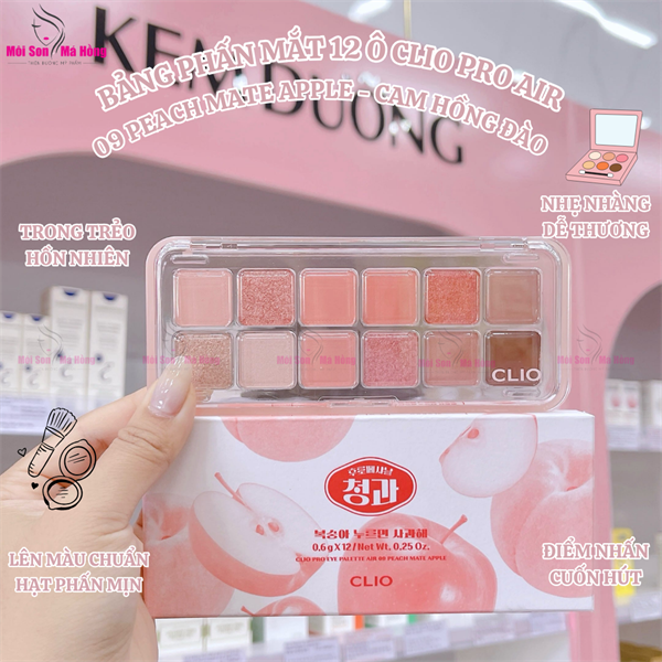 Bảng Phấn Mắt 12 Ô Clio Pro Eye Palette Air #09 Peach Mate Apple