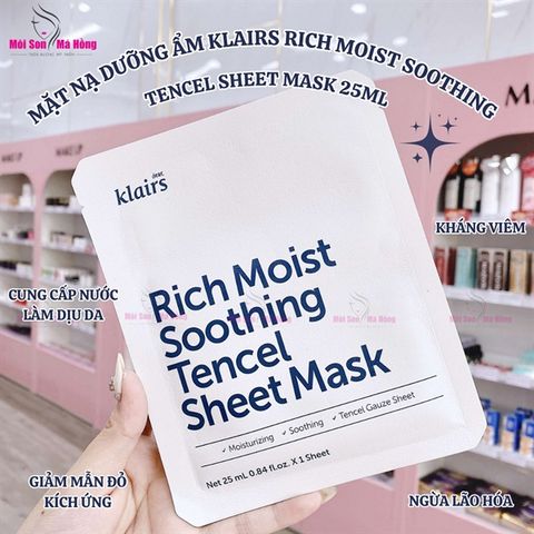 Mặt Nạ Klairs Rich Moist Soothing Tencel Sheet Mask Cấp Ẩm