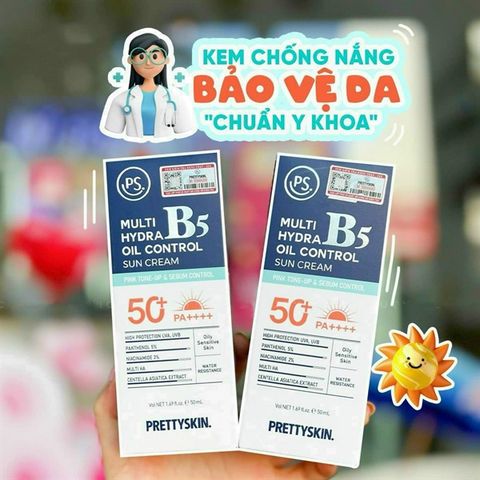 Kem Chống Nắng Kiềm Dầu, Nâng Tone Tự Nhiên Prettyskin Multi Hydra B5 Oil Control Sun Cream SPF50+ PA++++ 50ml