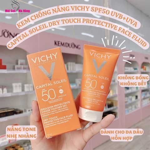Kem chống nắng không màu không gây nhờn rít Vichy Ideal Soleil Mattifying Face Fluid Dry Touch 50ml