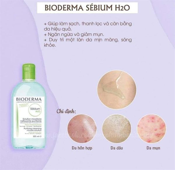 (CÔNG TY ) Nước Tẩy Trang Bioderma Dành Cho Da Dầu & Hỗn Hợp 500ml Sébium H2O