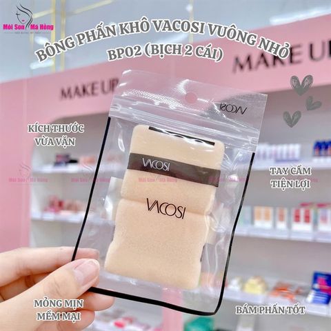 Bông Phấn Khô Vacosi Vuông Nhỏ BP02 (Bịch 2 Cái)