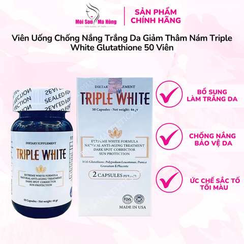Viên Uống Chống Nắng Trắng Da Giảm Thâm Nám Triple White Glutathione 50 Viên