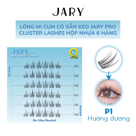 LÔNG MI CỤM CÓ SẴN KEO JARY PRO CLUSTER LASHES HỘP NHỰA 6 HÀNG - P1 HƯỚNG DƯƠNG