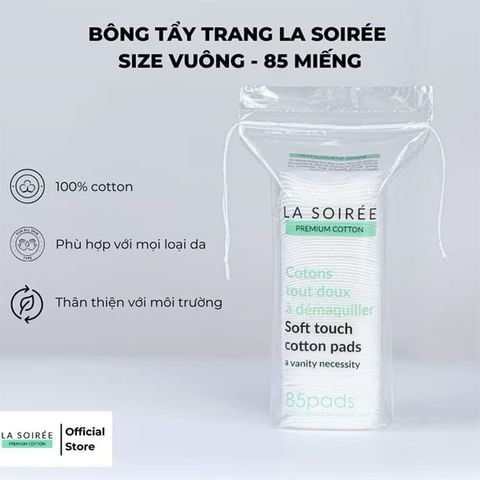(CÔNG TY) Bông tẩy trang cotton La Soirée 85 miếng vuông