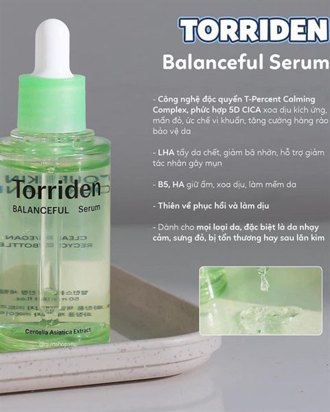 (XANH LÁ) Tinh Chất Cấp ẩm, Phục Hồi Da Torriden Balanceful Centella Asiatica Extract Serum 50ml