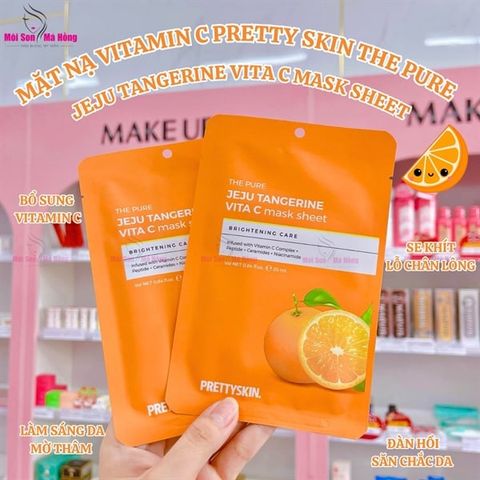 Mặt Nạ Hỗ Trợ Làm Trắng Da Và Ngừa Lão Hóa Vitamin C Pretty Skin The Pure Jeju Tangerine Vita C Mask Sheet