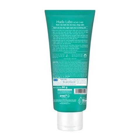 (CÔNG TY) Kem Rửa Mặt Hada Labo Acne Care Calming Cleanser Cho Da Mụn Và Nhạy Cảm 80g