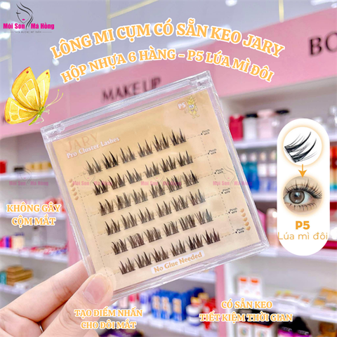 LÔNG MI CỤM CÓ SẴN KEO JARY PRO CLUSTER LASHES HỘP NHỰA 6 HÀNG - P5 LÚA MÌ ĐÔI