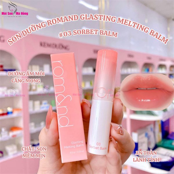 Son Dưỡng Dạng Thỏi Có Màu Thuần Chay Dưỡng Ẩm Mềm Môi Romand Glasting Melting Balm 3.5g