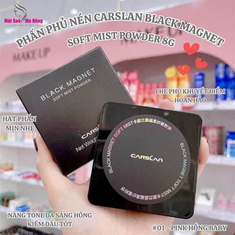 Phấn Nén Carslan Black Mangnet Soft Mist Powder - 01 Hồng Baby NÉN HỒNG