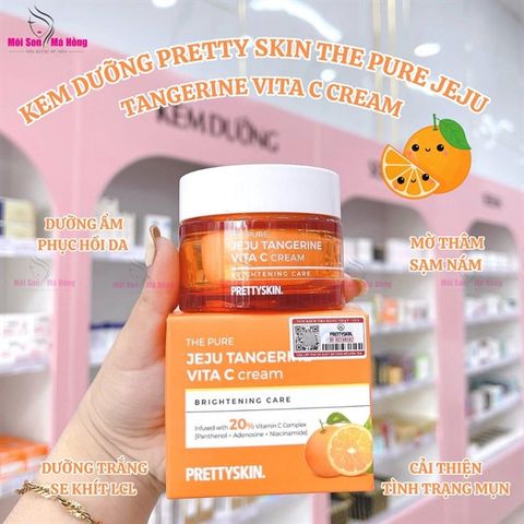 Kem Dưỡng Phục Hồi Trắng Da Pretty Skin The Pure Jeju Tangerine Vita C Cream 52ml