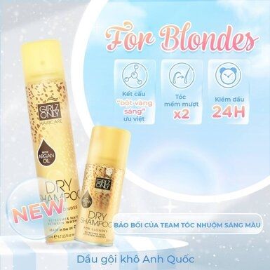 Dầu Gội Khô Girlz Only Dành Cho Tóc Nhuộm Sáng Màu 200ml Dry Shampoo For Blondes