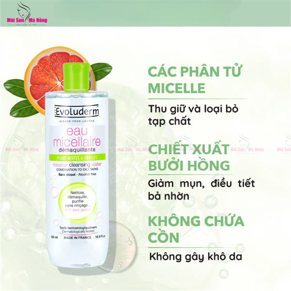 Nước Tẩy Trang Evoluderm Cho Da Hỗn Hợp, Dầu Mụn 500ml