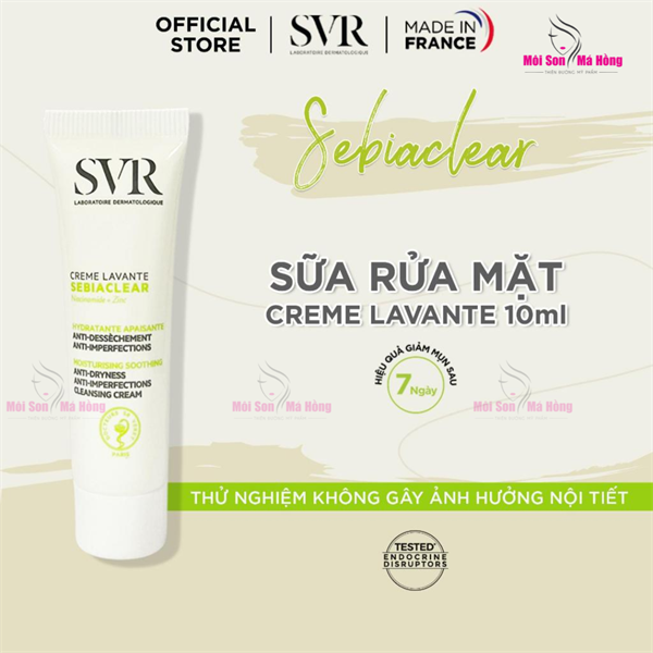 Sữa rửa mặt dạng sữa SVR SEBIACLEAR CREME LAVANTE 10ml mang lại sự thoải mái và dưỡng ẩm hàng ngày