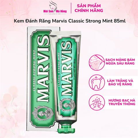 Kem đánh răng MARVIS - Classic Strong Mint 75ML XANH LA