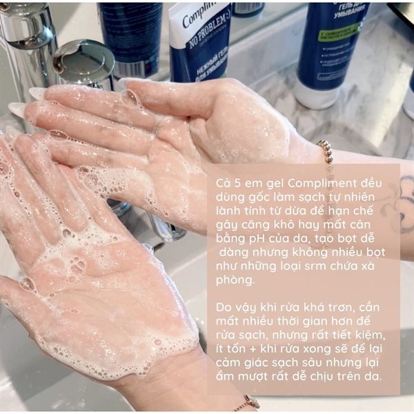 Gel Rửa Mặt Giảm Mụn Compliment No Problem Tinh Chất Tràm Trà BHA + Tea Tree