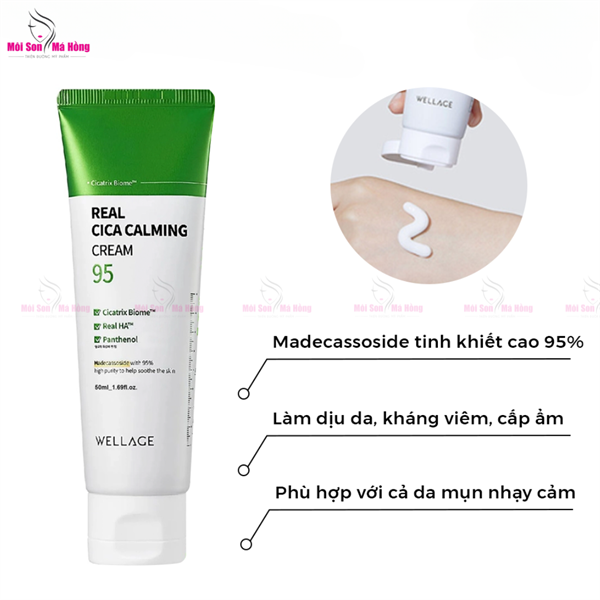 Kem Dưỡng Ẩm Và Hỗ Trợ Phục Hồi Da Wellage Real Cica Calming 95 Cream