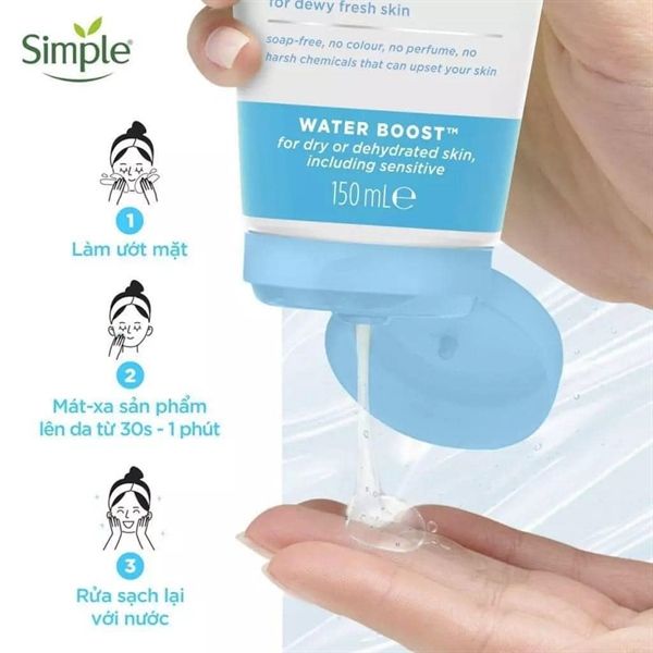 Sữa rửa mặt Simple Water Boost Micellar Facial Gel Wash 150ml