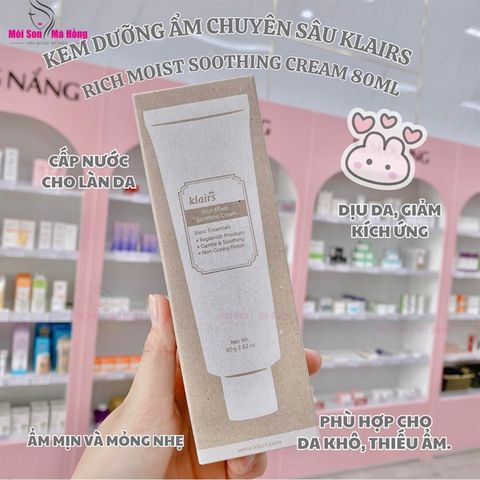Kem Dưỡng Ẩm Klairs Cho Da Khô, Nhạy Cảm 80ml Rich Moist Soothing Cream