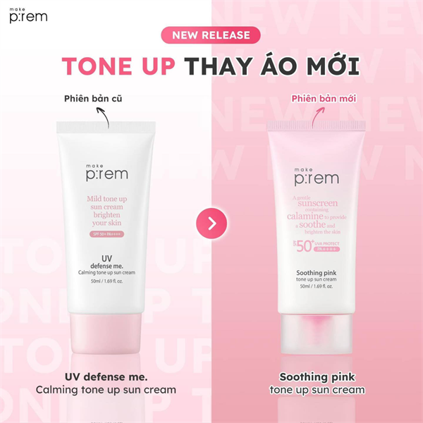 Kem Chống Nắng Make p:rem Soothing Pink Tone Up Sun Cream 50ml