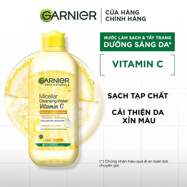 Nước Tẩy Trang Garnier Vitamin C Làm Sáng Da 400ml VANG