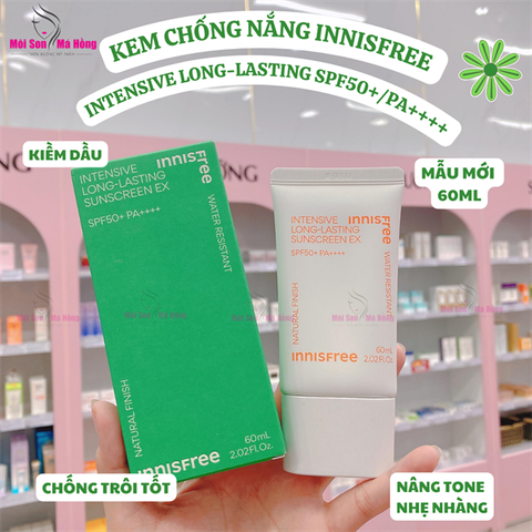 (Mẫu Mới) Kem Chống Nắng Kiềm Dầu, Lâu Trôi Innisfree Intensive Long Lasting Sunscreen Ex SPF50+PA++++ 60ml