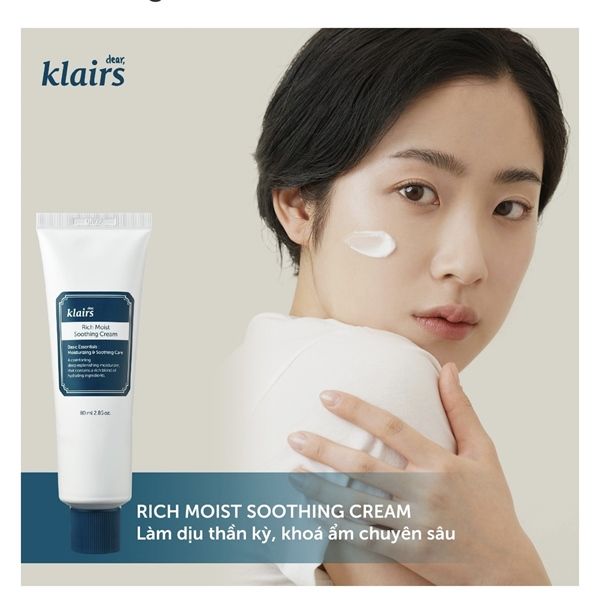 Kem Dưỡng Ẩm Klairs Cho Da Khô, Nhạy Cảm 80ml Rich Moist Soothing Cream
