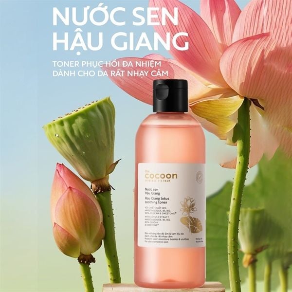Nước Cân Bằng Cocoon Sen Hậu Giang Làm Dịu Da Nhạy Cảm 310ml Hau Giang Lotus Soothing Toner