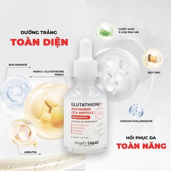 Tinh Chất Angel's Liquid Glutathione + Niacinamide Cica Ampoule 7 Days Whitening Program - Limited Edition 30ml