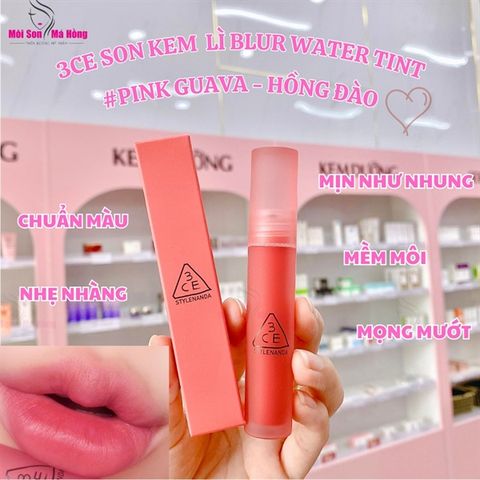 Son 3CE Pink Guava Blur Water Tint Màu Hồng Đào