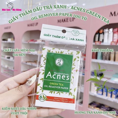 Giấy Thấm Dầu Acnes Trà Xanh Green Tea Oil Remover Paper 100 Tờ