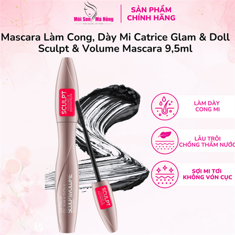 Chuốt mi Catrice Glam & Doll Sculpt & Volume Mascara 010 Black( màu hồng)