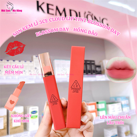 Son Kem 3CE Cloud Lip Tint #Blossom Day - Màu Hồng Đào