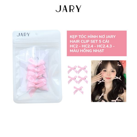 KẸP TÓC JARY HAIR CLIP SET 5 CÁI - HC2 - HC2.4 - HC2.4.3 - HÌNH NƠ MÀU HỒNG NHẠT