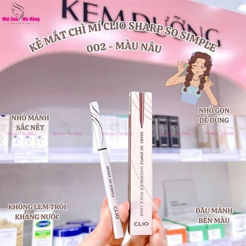 Chì Kẻ Mắt CLIO Sharp So Simple Waterproof Pencil Liner 002 Màu Nâu