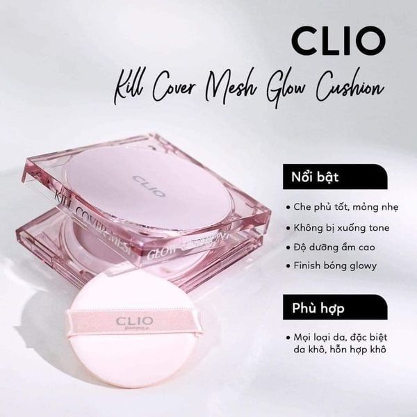 (Mini Size) Phấn Nước Che Phủ Clio Kill Cover Mesh Glow Cushion SPF50+ / PA++++ - 4-BO Ginger: Dành cho tone da trung bình