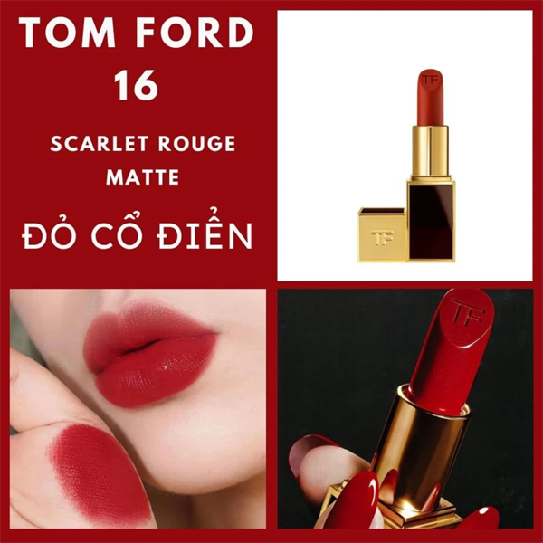 Son Tom Ford Lip Color Matte Rouge À Lèveres Mat #16 Scarlet Rouge – Đỏ Thuần