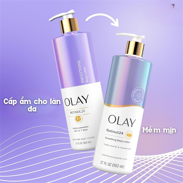 Dưỡng thể Olay Smoothing Hand & Body Lotion with Retinol24 502ml
