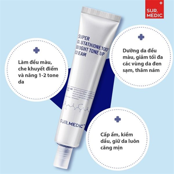 Kem Dưỡng Sur.Medic+ Super Glutathione 100 Bright Tone Up Cream Nâng T
