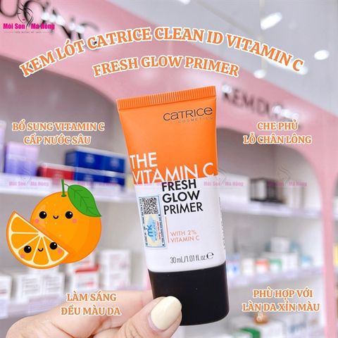 Kem lót Catrice Clean ID Vitamin C Fresh Glow Primer bổ sung vitamin C cấp nước chuyên sâu 30ml