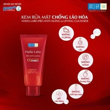 Kem Rửa Mặt Hada Labo Dưỡng Chuyên Biệt Ngừa Lão Hóa 80g ĐỎ