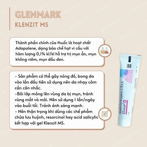 Gel Trị Mụn Klenzit MS – Mụn Ẩn, Mụn Viêm, Mụn Đầu Đen 15GR