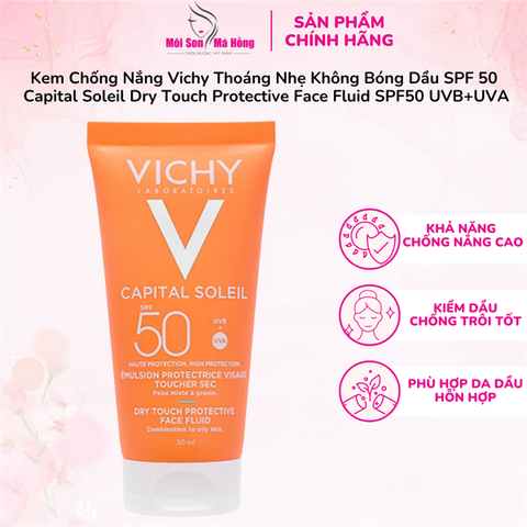 Kem chống nắng không màu không gây nhờn rít Vichy Ideal Soleil Mattifying Face Fluid Dry Touch 50ml