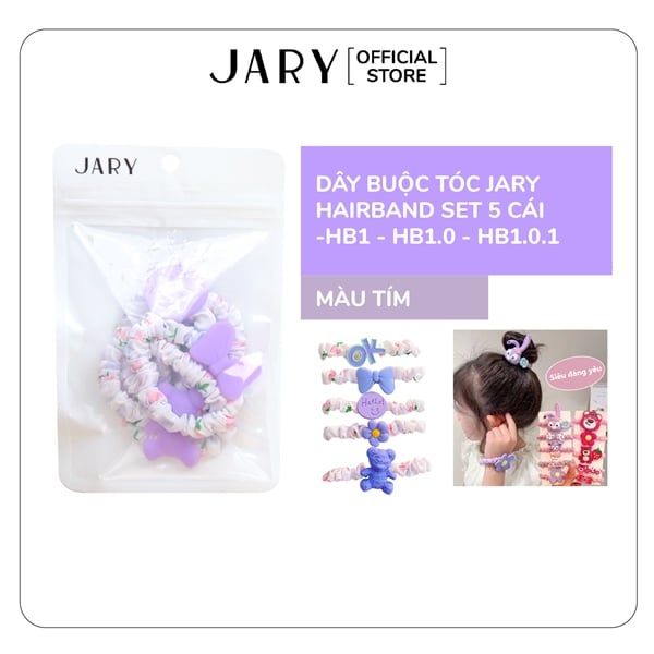DÂY BUỘC TÓC JARY HAIRBAND SET 5 CÁI - HB1 - HB1.0 - HB1.0.1 - MÀU TÍM